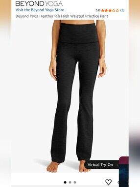 Beyond Yoga Black Heather Rib High-Waisted Flare Pants